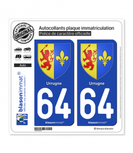 64 Urrugne - Armoiries | Autocollant plaque immatriculation