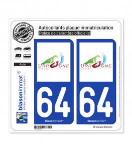 64 Urrugne - Commune | Autocollant plaque immatriculation