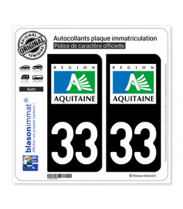 33 Aquitaine - LogoType | Autocollant plaque immatriculation