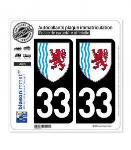 33 Nouvelle-Aquitaine - LogoType | Autocollant plaque immatriculation