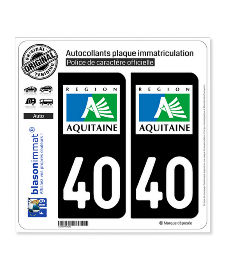 Pack De 2 Stickers Région 87 Nouvelle-Aquitaine - Autocollants Plaques Immatriculation - Vinyle Durable