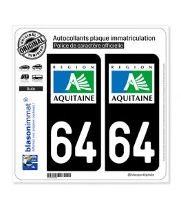 64 Aquitaine - LogoType | Autocollant plaque immatriculation