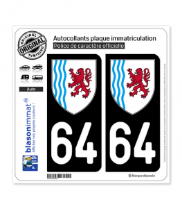 64 Nouvelle-Aquitaine - LogoType | Autocollant plaque immatriculation