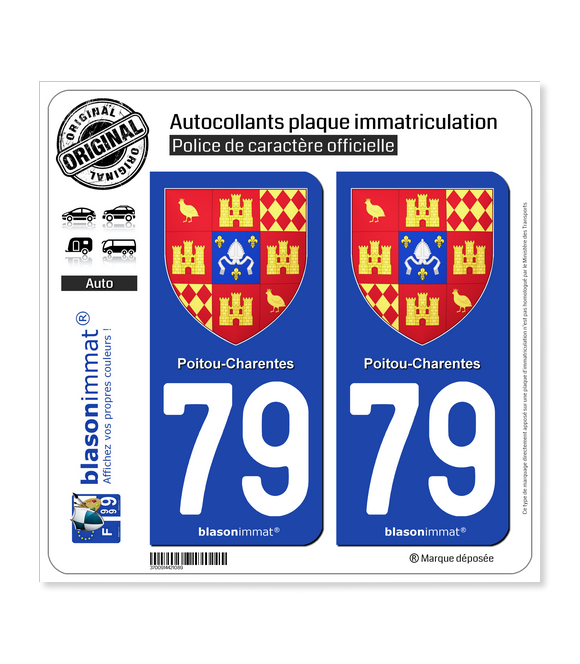 79 Poitou-Charentes - Armoiries II | Autocollant plaque immatriculation