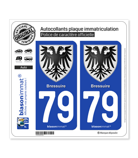 79 Bressuire - Armoiries | Autocollant plaque immatriculation