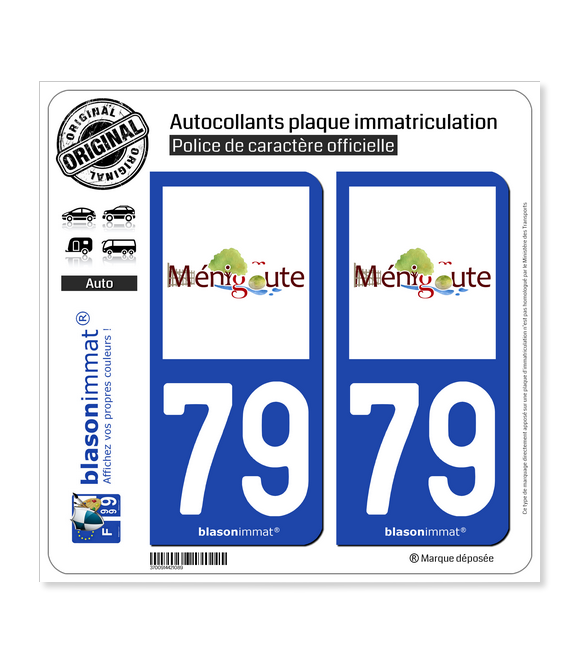 79 Ménigoute - Commune | Autocollant plaque immatriculation