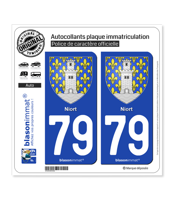 79 Niort - Armoiries | Autocollant plaque immatriculation