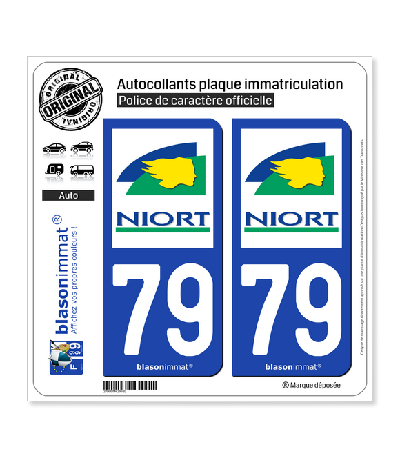 79 Niort - Ville | Autocollant plaque immatriculation