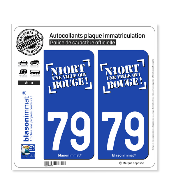79 Niort - Ville II | Autocollant plaque immatriculation