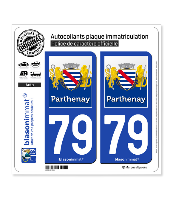 79 Parthenay - Ville | Autocollant plaque immatriculation