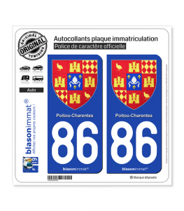 86 Poitou-Charentes - Armoiries II | Autocollant plaque immatriculation