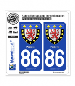 86 Poitiers - Armoiries | Autocollant plaque immatriculation