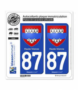 87 Haute-Vienne - Armoiries | Autocollant plaque immatriculation