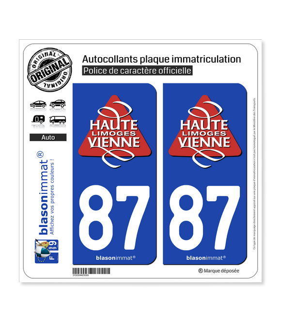 87 Haute-Vienne - Tourisme | Autocollant plaque immatriculation