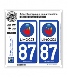 87 Limoges - Ville | Autocollant plaque immatriculation