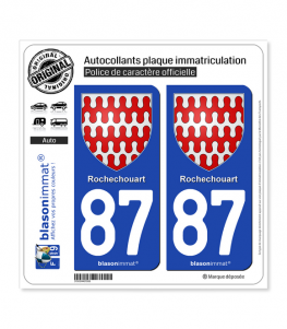 87 Rochechouart - Armoiries | Autocollant plaque immatriculation