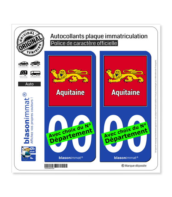 Aquitaine - Cadre | Autocollant plaque immatriculation