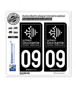 09 Occitanie - LogoType Black | Autocollant plaque immatriculation