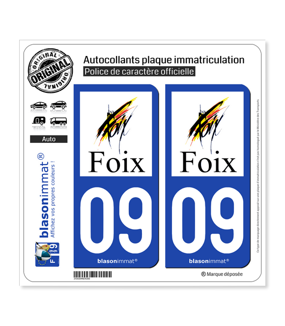 09 Foix - Ville | Autocollant plaque immatriculation