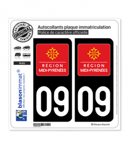 09 Midi-Pyrénées - LogoType | Autocollant plaque immatriculation