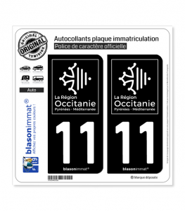 11 Occitanie - LogoType Black | Autocollant plaque immatriculation