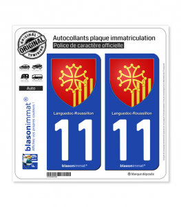 11 Languedoc-Roussillon - Armoiries | Autocollant plaque immatriculation
