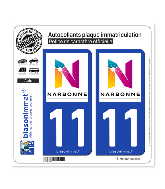 11 Narbonne - Agglo | Autocollant plaque immatriculation