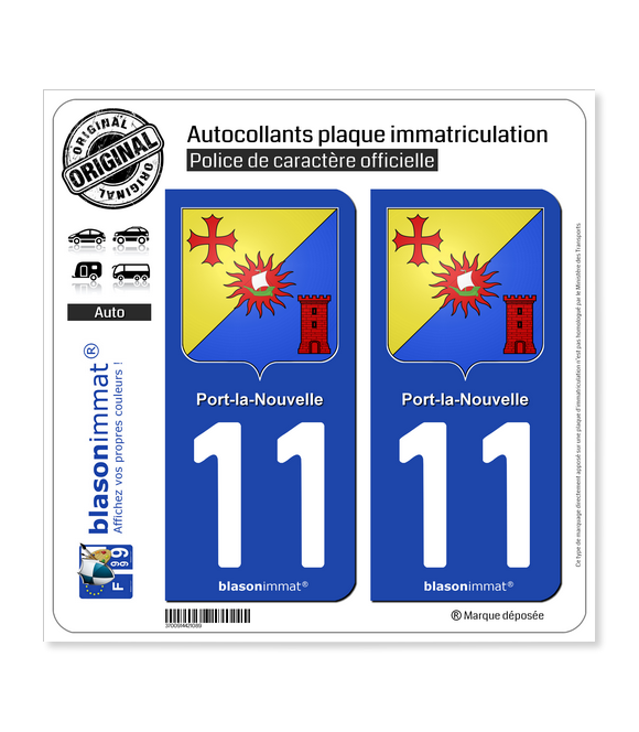 11 Port-la-Nouvelle - Armoiries | Autocollant plaque immatriculation