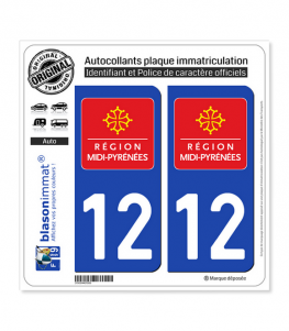12 Midi-Pyrénées - LogoType | Autocollant plaque immatriculation