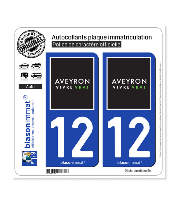 12 Aveyron - Tourisme | Autocollant plaque immatriculation
