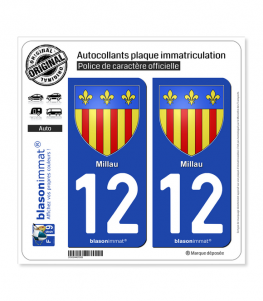 12 Millau - Armoiries | Autocollant plaque immatriculation