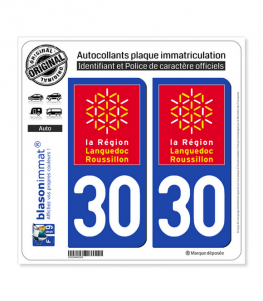 30 Languedoc-Roussillon - LogoType | Autocollant plaque immatriculation