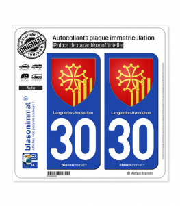 30 Languedoc-Roussillon - Armoiries | Autocollant plaque immatriculation