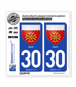 30 Gard - Armoiries | Autocollant plaque immatriculation