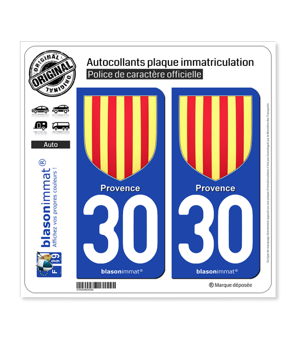 30 Provence - Armoiries | Autocollant plaque immatriculation