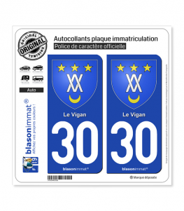 30 Le Vigan - Armoiries | Autocollant plaque immatriculation