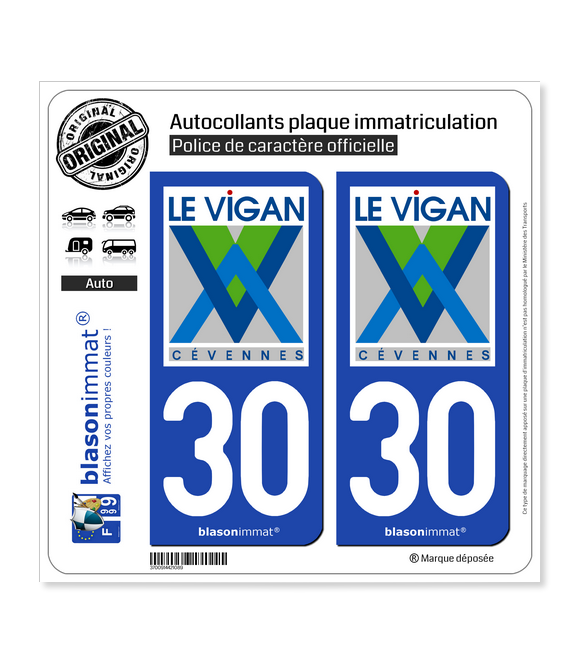 30 Le Vigan - Commune | Autocollant plaque immatriculation