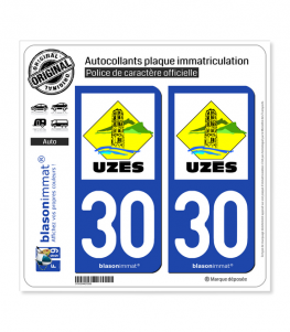 30 Uzès - Ville | Autocollant plaque immatriculation