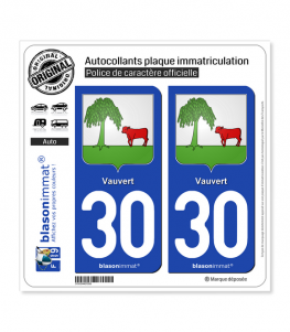 30 Vauvert - Armoiries | Autocollant plaque immatriculation