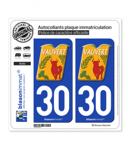 30 Vauvert - Commune | Autocollant plaque immatriculation