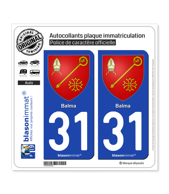 31 Balma - Armoiries | Autocollant plaque immatriculation