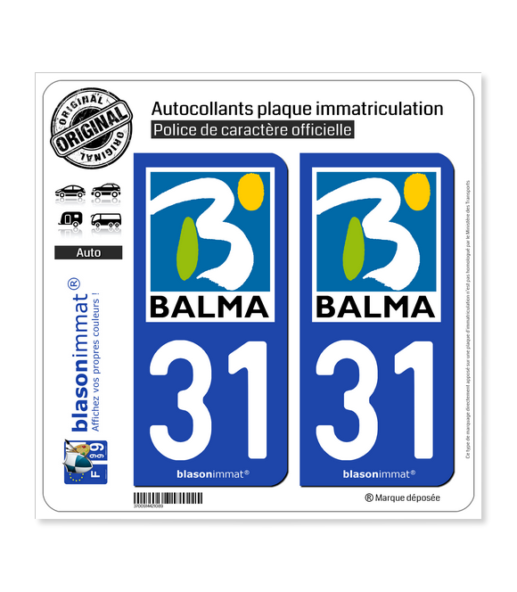 31 Balma - Ville | Autocollant plaque immatriculation