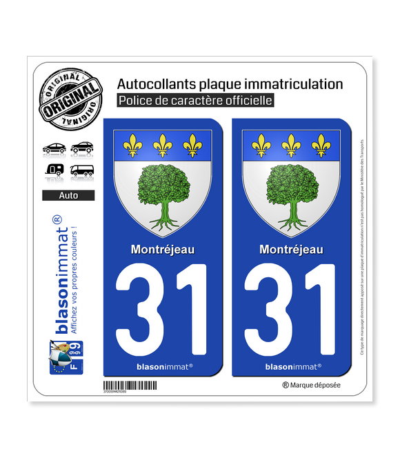 31 Montréjeau - Armoiries | Autocollant plaque immatriculation