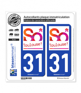 31 Toulouse - Tourisme | Autocollant plaque immatriculation