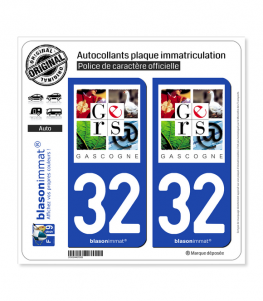 32 Gers - Département | Autocollant plaque immatriculation