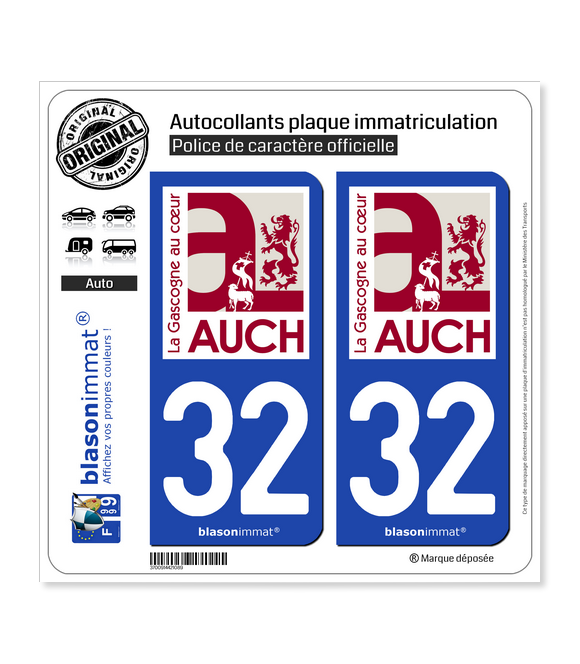 32 Auch - Ville | Autocollant plaque immatriculation