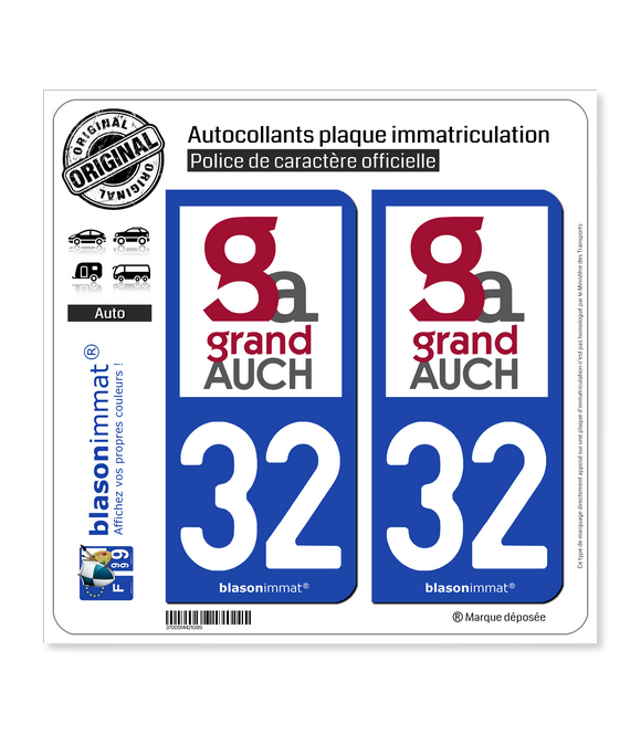 32 Auch - Agglo | Autocollant plaque immatriculation