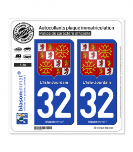 32 L'Isle-Jourdain - Armoiries | Autocollant plaque immatriculation