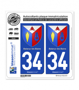 34 Balaruc-les-Bains - Armoiries | Autocollant plaque immatriculation