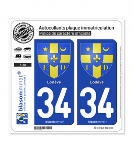 34 Lodève - Armoiries | Autocollant plaque immatriculation